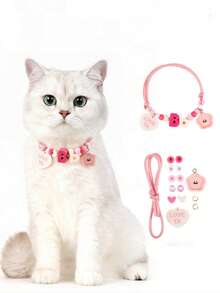 1 Pet Letter Woven Anti Loss Collar, Cute Cartoon Necklace For Cats And Dogs, Anti Lost Pet Collar - Multicolor - View 5