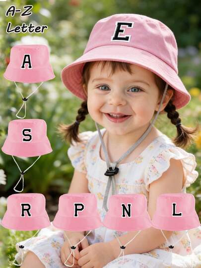 1pc Baby Letter A-Z Bucket Hat, Unisex Outdoor Sun Protection Panama Hat, Baby & Toddler Clothing Accessory