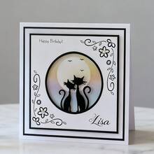 创意情侣猫金属切割模具，DIY剪贴簿相册和压花模板，贺卡制作工具，卡片纸切割工艺品，礼品卡制作模板模切。