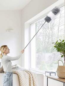 1pc Extendable & Detachable Ultra-Fine Fiber Ceiling And Fan Duster, Dust Brush, Home Ceiling Dust Cleaning Tool For Sweeping Walls, Ceilings, Kitchen, Living Room, Bedroom, Hallway - Gray - View 3