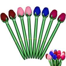 12 PCS Colorful Rose Flower Ballpoint Pen Novelty Floral Pens Retractable Metal Pen 4 Colors Black Ink For Schoolsss Home Office Wedding Birthday - Đen, Xanh dương, Đỏ, Hồng - Xem 1