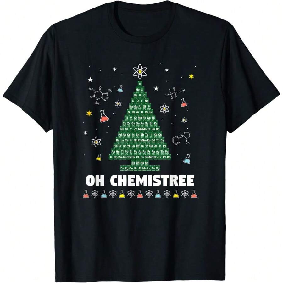 Fun Chemistry Winter Designs OH CHEMISTREE Periodic Table Elements Christmas Tree T-Shirt - Schwarz - Übersicht 1