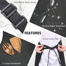 Chef Apron Bib Apron With 2 Large Pockets Adjustable Neck Strap Kitchen Apron CooFKing Apron Stripes BaFKing Apron - Black - View 4