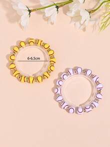 2pcs/Set Sporty Beaded Bracelet Set For Women, Minimalist Bicolor Elastic Bracelet Suitable For Daily Wear