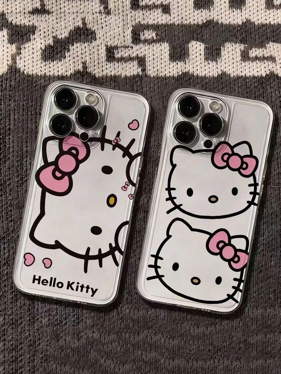 SANRIO IP Character Fashion 2pcs Hello Kitty Transparent Space Case Shock-Proof Phone Case Compatible With Apple Birthday Gift - Clear - View 1