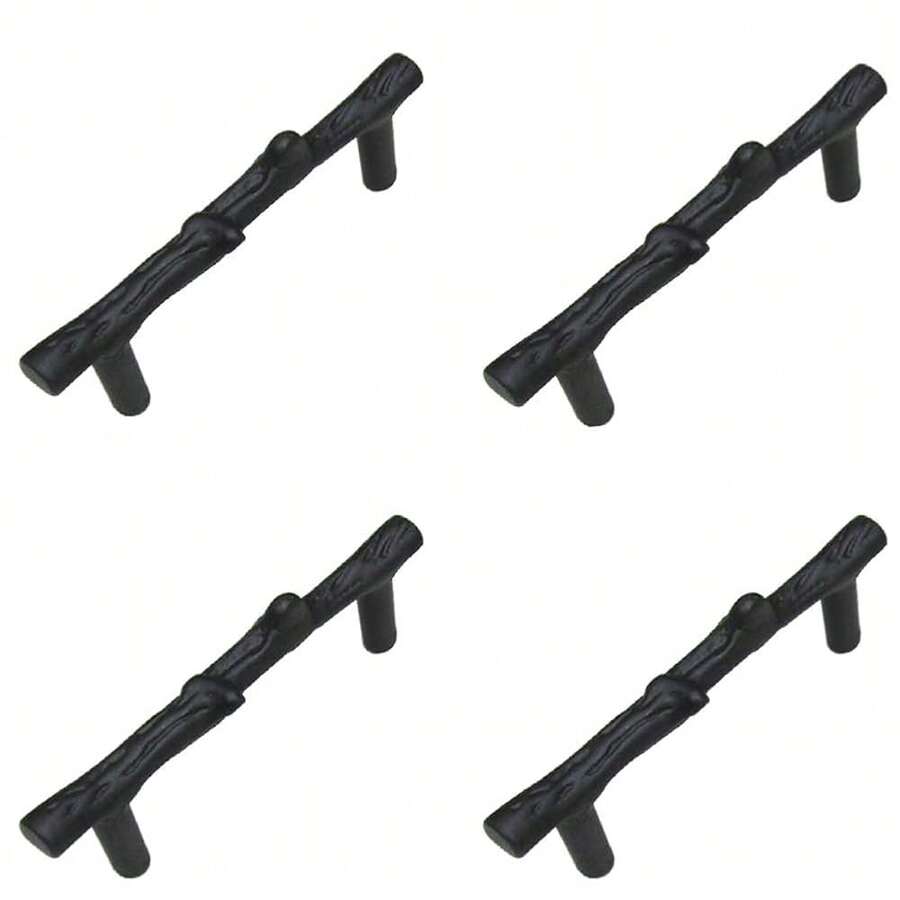 Jinyuanchao 3 Inch Hole Center Black Twig Cabinet Pulls, Alloy Rustic Branch Drawer Pulls And Handles For Dresser Cupboard Closet Kitchen Hardware, 4 Pack - 黑色 - 查看 1