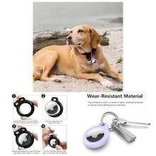 2 Pack Llavero para AirTag 2021, TPU Funda Antiprdida/Antigo/Antirrayos con Tapa Frontal 360 Llavero para GPS, Mochilas y Mascotas Negro+Azul - Púrpura + Rosa roja - Ver 1