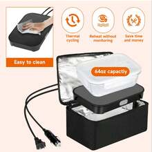 12V Portable Electric Heating Lunch Box Food Warmer Mini Oven, Electric Lunch Box With Auto Temp Control, Large 9" Heating Capacity For Car Truck Camping Work, Includes Carrying Case & 48" Cord - US A Type Plug(110-127V) - View 5