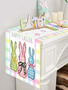 1 tấm khăn trải bàn Phục Sinh, họa tiết thỏ và nơ nhiều màu sắc, trang trí nhà kiểu nông trại trong nhà/ngoài trời, trang trí bàn ăn nhà bếp mùa xuân, trang trí nhà cửa cho lễ Phục Sinh, kích thước 13x70 inch. - Nhiều màu - Xem 9