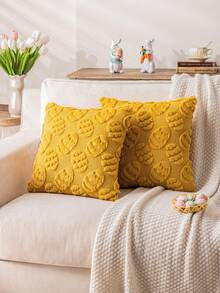 1pc/2pcs Easter Vertical Egg Faux Fur Pillow Cover, Velvet Spring Sofa Cushion Cover Suitable For Living Room, Bedroom, Farmhouse - Beige - View 9