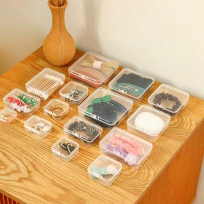 1/12pcs Mini Sticker Storage Box, Transparent Plastic Container, Upgraded Thicker , Suitable For Collecting Small Items, Beads, Jewelry, Business Cards, Game Accessories, Crafts, School Supplies, Fishing Lures, Small Storage Box