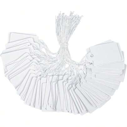 100 piezas Etiquetas de marcado blancas con cuerda adjunta, Etiquetas de regalo con cuerda adjunta, Etiquetas colgantes de 0.87 X 1.38 pulgadas/2.2 x 3.5 cm