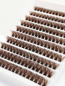 Rikuaild 10 Rows 160 PCS D Curl Brown Eyelashes Extension 100D 9-16mm Mixed Length Thick&Fluffy&Natural Look For Self Use At Home Or On-The-Go Daily Life&Dating&Travel Reusable Brown Individual Lashes Makeup - D - Xem 7