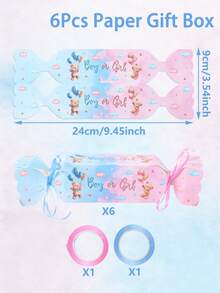 6 piezas Cajas de regalo para fiesta de revelación de género con diseño de osos pequeños en rosa y azul, cajas de dulces con patrón de osos para fiesta de revelación de género, regalos para fiesta de 1er cumpleaños, recuerdos para baby shower, cajas para snacks, suministros para fiesta de revelación de género niño o niña, embalaje para regalos de hornear, cajas para alimentos, decoraciones para fiesta de cumpleaños, decoración para revelación de género, decoraciones para baby shower, regalos para revelación de género, decoración de mesa para fiesta de recién nacido - Oso de peluche azul y rosa - Ver 6
