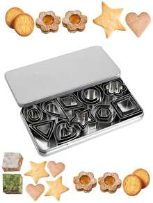1 Box 30 X Cookie Cutters, Fondant Cookie Cutters,Ten Shapes In Three Sizes Each, Suitable For DIY Birthday Cakes And Cookies, Square, Circle, Triangle, Diamond, Etc,DIY Mini Christmas Baking Mould Valentine'S Day Valentines - Nhiều màu - Xem 1