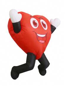1 Set Adult Inflatable Heart Shaped Costume, Full Body Jumpsuit Fancy Dress, Inflatable Party Toy Mascot Costume, Suitable For Role Play Party, Valentine's Day Confession, Halloween, School Opening Ceremony, Extracurricular Activities, Festivals, Proposal - Red - View 9