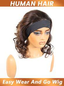 Headband Bob Wig Human Hair Body Wave Headband Wigs None Lace Front Wig Glueless Virgin Brazilian Body Wave Wear And Go Machine Made Wigs 150% Density #3/33 - SNatural/3/30/33 - View 2