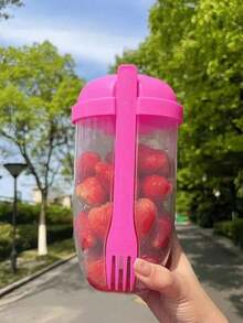 1 Fat Loss Salad Cup, Oat Salad Cup, Yogurt Cup With Spoon Lid, Milk Low Fat Weight Loss Healthy Mason Cup, Portable Slimming Cup, Salad Shaker With Fork - Portable Breakfast Cup, Yogurt, Milk And Other Healthy Lunch Containers, Picnic Lunch Salad Cup, Fitness Low Fat Vegetable Salad Bowl, Portable Fruit And Vegetable Milk Cup, Kitchen Supplies, Kitchen Tools, Back To School Supplies, Suitable For Office Use - White - View 8