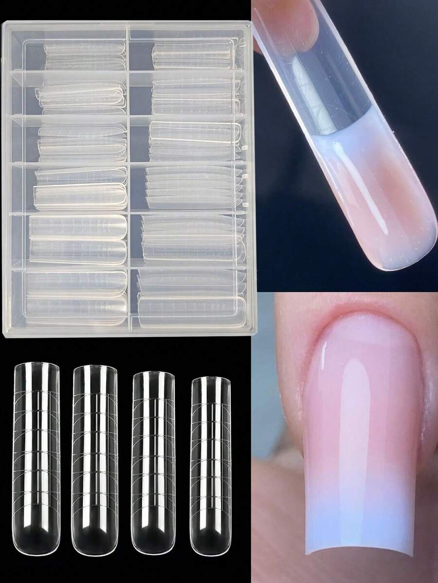 120pcs/Box Square Dual-Ended Nail Art Forms, Suitable For French Manicure, Dual-Ended Nail Forms, Acrylic Nail Stickers, Dual-Ended Nail Form System, 12 Sizes, For Nail Extension - Multicolor - View 1