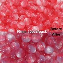 10pcs 10mm Resin Fne Flashing Color Round Beads,Straight Hole Mermaid Fine Glitter Beads ,- String Beads Suitable For Making, Phone Chains, Charms, Keychains - Creative Crafting For DIY Accessories