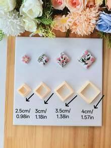 4Pcs Basic Geometric Polymer Clay Cutter Set, Square, Circle, Triangle, Irregular Shape, Soft Clay Earring Molds, 3D Printed Clay Cutters, High-Precision DIY Craft Tool For Earrings, Pendants, Pendants, Beads - Orange - View 12