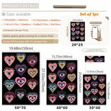 1pc, Canvas Wall Art, Framed Wall Decor, Gothic Evil Eye Turquoise Heart Print Poster, Vintage Dark Maximalist Art Style, Suitable For Living Room Or Bedroom Wall Hanging, Desktop Display, Ideal Wall Art Home Decor Gift, Colorful Modern Abstract Heart Pattern Artwork, Bohemian Mystical Heart Wall Decoration, Room Decor, Apartment Decor, Dorm Decor, Living Room Decor, Bathroom Decor, Home Decor Aesthetics - Multicolor - View 3