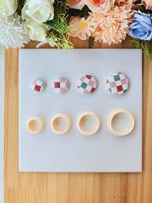 4Pcs Basic Geometric Polymer Clay Cutter Set, Square, Circle, Triangle, Irregular Shape, Soft Clay Earring Molds, 3D Printed Clay Cutters, High-Precision DIY Craft Tool For Earrings, Pendants, Pendants, Beads - Orange - View 5