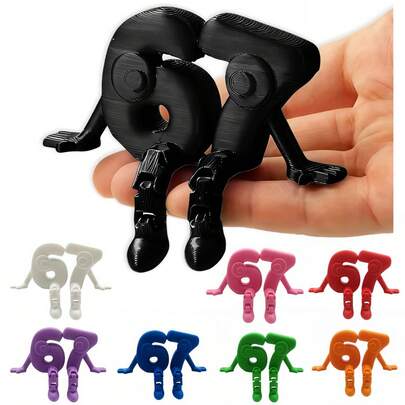 3D Printed Movable Joints 67 Digit Figurine | Multi-Pose Model, Cyberpunk Tech Gift, Suitable For Gamers, Sci-Fi Collectors And Modern Home Decor (Holiday/Birthday Gift)