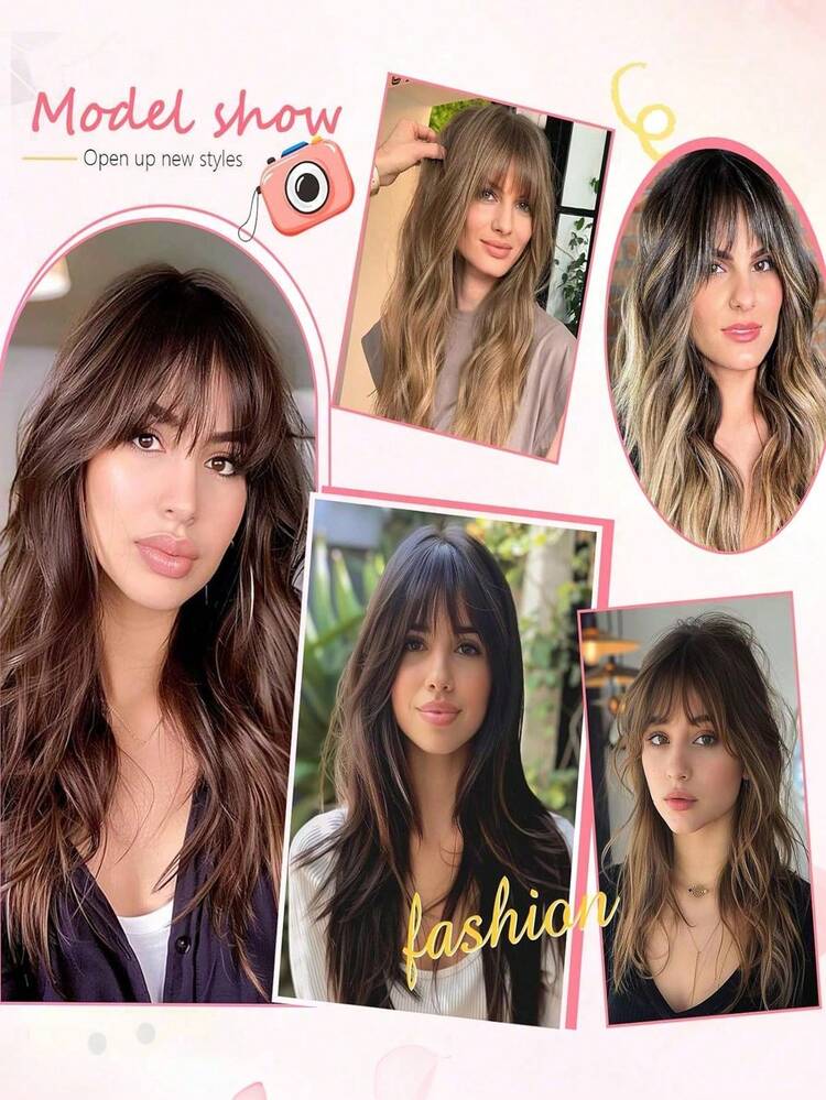Clip In Bangs - 1pc 10Inch Blend Human Hair Bangs,Wispy Bangs Clip In Hair Extensions, Brown Black Blonde Air Bangs Fringe With Temples Hairpieces For Women Curved Bangs For Daily Wear - Multicolor - View 9