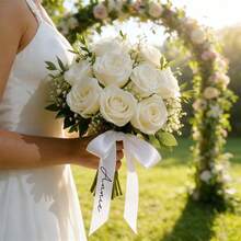 1 cuộn ruy băng bó hoa cưới tùy chỉnh, rộng 5cm, dài 90cm, ruy băng cài tóc cô dâu phù dâu, ruy băng trang trí đám cưới phong cách đồng quê cổ điển, ruy băng tùy chỉnh, logo ghế ngồi, bao bì hoa tùy chỉnh, ruy băng tùy chỉnh - Nhiều màu - Xem 4