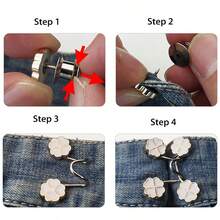 4件装锌合金心形可调节牛仔裤腰带 - 优雅简约金属牛仔裤纽扣，适用于女士裤子，腰部调节器，无需缝纫即可快速贴合，适合女性全年日常穿着 - 彩色 - 查看 6