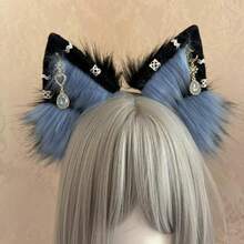 Cat Cosplay Ears Cat Ears Headbands Clips Accessories Punk Gothic Cross EK12-EK28 - Anting Batu Permata BlueTearEk25 - View 4