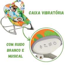 Cadeirinha Smile para bebê Descanso com Ruído Branco acalma neném - Zoológico - Verde - Visão 4