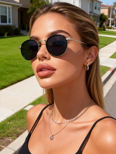 1件装女士街头风复古精致优雅设计时尚眼镜，适合约会装扮、热带海滩度假、音乐节、街头摄影装饰