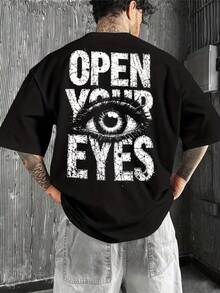 Open Your Eyes T-Shirt, Unisex Men's And Women's Blouse, 100% Cotton, Premium Top Streetwear, New Release, Immediate Shipping, Various Colors!! - 黑色 - 查看 1