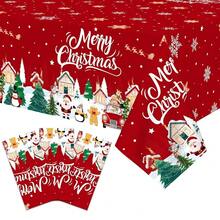 Pedenty 3-Piece 54 X 108 Inch Christmas Plastic Tablecloth – Merry Christmas Snowflake, Santa, And Snowman Design, Disposable Rectangle Table Cover For Holiday Dining, Parties, Christmas Decorations - ChristmasSnowflake - View 1