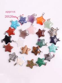 5/10/20/50颗随机混合天然石五芒星疗愈石吊坠 白色水晶宝石 玫瑰石英 蛋白石 五角星饰品 灵气项链 女士饰品 - 五角星吊墜 - 查看 4