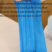 100只/200只装 新款蓝色一次性无纺布加厚鞋套，国产室内鞋套，耐磨、透气、防尘，适用于学生和成人 - 彩色 - 查看 2