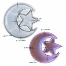 Bộ khuôn đúc nhựa silicon hình ngôi sao và mặt trăng, khuôn khay gương epoxy tự làm, khuôn silicon làm hộp đựng đồ bằng nhựa không đối xứng, thích hợp cho trang sức và trang trí nhà cửa. - trắng - Xem 8