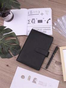 1pc A6 Zipper Pocket (With Magnetic Buckle) PU Leather Notebook, Macaron Cash Budget Notebook, Creative Accounting Notebook, Loose-Leaf Binder, Labelable Loose-Leaf Notebook - Multicolor - View 7