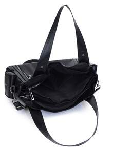 防水商务休闲PU手提包，多口袋设计，带隔层，多功能单肩斜挎包，适合年轻女孩、女大学生、白领和职场新人，完美适用于工作、商务通勤、购物、户外旅行和上学，大容量女包，新款时尚大容量女包，新款女式手提包 - 黑色 - 查看 3