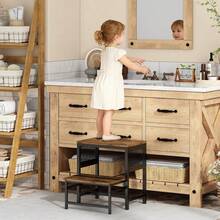 Plegable para Niño Baño de 2 Peldaños, Escalera Plegable para Casa Antideslizante, Banquito para Baño Cocina, Taburete para Adultos y Niños, Bancos Escalón Infantiles, Metal y Madera