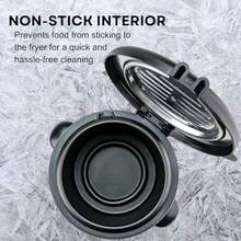 Mini Deep Fryer for Personal Use with Removable Basket Stainless Steel Adjustable Temperature Control Non-Stick Interior Nickel Brushed - Plateado - Ver 6