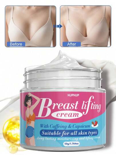 HJPHJP Creme Lifting para Seios, Creme para Seios, Creme Firmador e Lifting para Seios Flácidos, Glicerina e Cafeína Hidratam e Firmam a Pele, Levantam os Seios, Deixam o Busto Mais Arredondado, Adequado para Aplicação no Peito, Um Creme de Beleza Adequado para Todos os Tipos de Pele, 50g