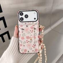 1pc Elegant Floral Pattern Card Holder Crossbody Wallet Phone Case Compatible With IPhone 17, 16, 16e, 15, 14 Plus, 13, 12, 11 Pro Max, PU Leather Protective Cover - 10 - View 2