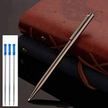 1-6Pcs Silver Gold Gun Black Rose Gold Metal Slim Ballpoint Pens Bulk Retractable Metallic Black Ink 1 Mm Medium Point Smooth Writing Pens For Wedding Business Hotel Office Supplies Students Teachers Men Women Present,Back To School - Multicolor - View 11