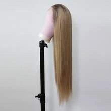 ZigZag Hair 180%密度 24英寸渐变铂金色合成蕾丝前假发，耐热纤维，13x4蕾丝 - 彩色 - 查看 9