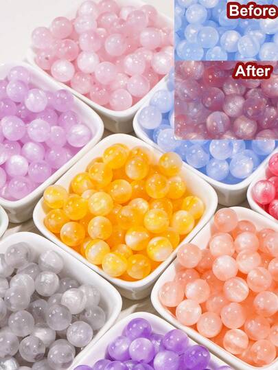 10pcs 10mm Resin Fne Flashing Color Round Beads,Straight Hole Mermaid Fine Glitter Beads ,- String Beads Suitable For Making, Phone Chains, Charms, Keychains - Creative Crafting For DIY Accessories