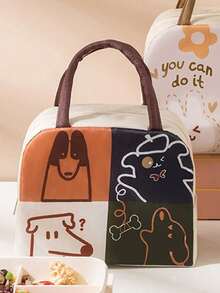 1pc Cartoon Lunch Bag, Thickened Aluminum Foil Carry Tote Bento Bag, Children's Lunch Pack Small Handbag Picnic Insulated Food Container Bag,Back To School Cute Portable Refrigerated Bag, Simple And Lightweight Storage Bag Suitable For School, Outdoor Non-Food Contact