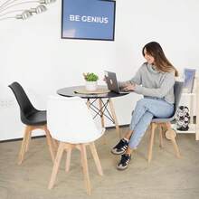 Silla de Comedor Moderna con Asiento Acolchado de Diseño Minimalista Tipo Eames Tulip - Silla Ergonomica Acojinada con Estructura de Madera Ideal para Interior